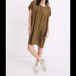 Madewell Shirred Easy Dress Moss Green Size XS